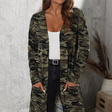 Camo Long Cardigan  Cotton Blend Open Front Design - Product showcase