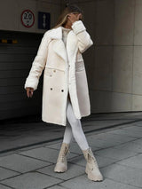 Winter Shearling Coat  Oversized Double-Breasted Design - Detailed view