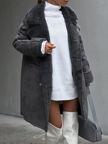 Winter Shearling Coat  Oversized Double-Breasted Design - Product detail 4