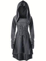 Womens Medieval Lace-Up Halloween Costume Dress  Hooded Long Sleeve Gown - Product detail 5