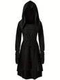 Womens Medieval Lace-Up Halloween Costume Dress  Hooded Long Sleeve Gown - Product detail 6