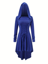 Womens Medieval Lace-Up Halloween Costume Dress  Hooded Long Sleeve Gown - Product detail 7