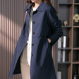 Classic Wool Blend Coat  Navy Single-Breasted Design - Product showcase