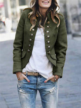 Military Style Jacket  Structured Button Front Design - Product showcase