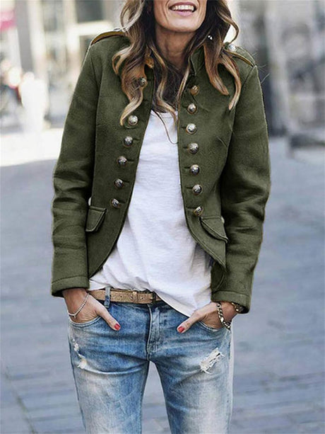 Military Style Jacket  Structured Button Front Design - Product showcase