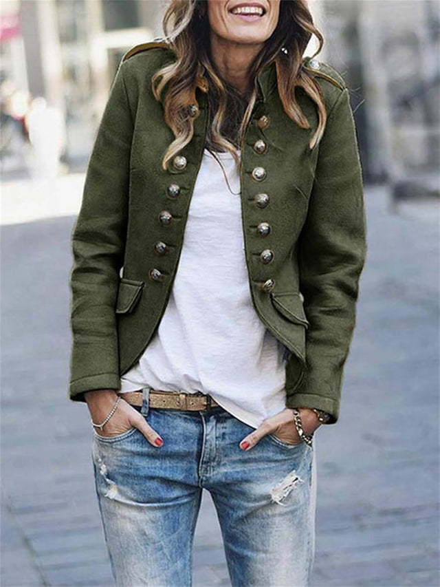 Military Style Jacket  Structured Button Front Design - Product showcase