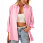Cotton Blend Button Down Shirt  Oversized Relaxed Fit - Product showcase