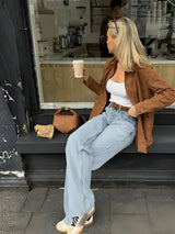 Oversized Button Front Jacket  Relaxed Fit Mid-Length Coat - Product example