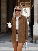 Oversized Button Front Jacket  Relaxed Fit Mid-Length Coat - Product detail 4