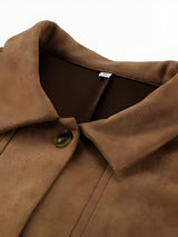 Oversized Button Front Jacket  Relaxed Fit Mid-Length Coat - Product detail 5