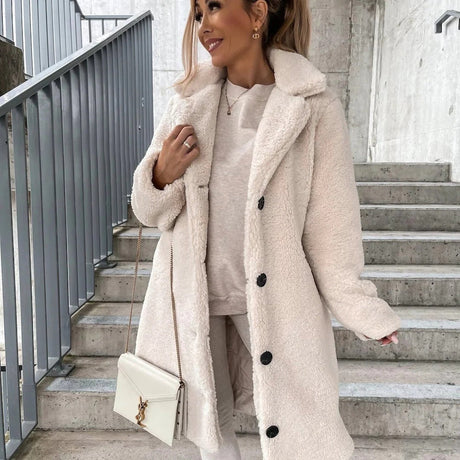 Oversized Teddy Coat  Luxe Faux Shearling with Notched Lapel - Product showcase