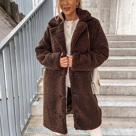 Oversized Teddy Coat  Luxe Faux Shearling with Notched Lapel - Product detail 4