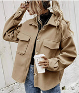 Wool Blend Shacket  Oversized Button Front Design - Product showcase
