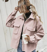 Wool Blend Shacket  Oversized Button Front Design - Product detail 4