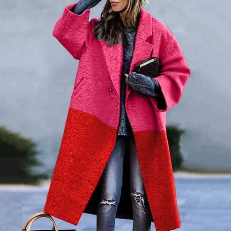 Wool Blend Long Coat  Oversized Winter Design With Notched Lapel - Product example