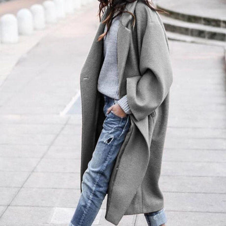 Oversized Wool Blend Coat  Relaxed Open Front Design - Product example