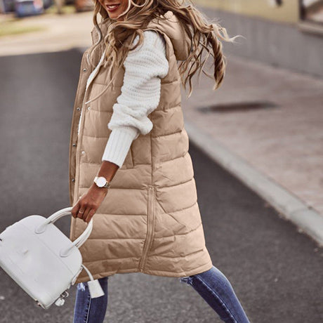Winter Quilted Vest  Long Hooded Padded Design - Product detail 5