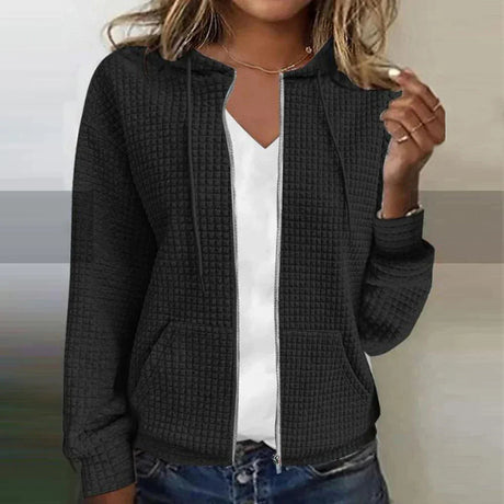 Quilted Zip Jacket  Diamond Pattern Hooded Design - Product showcase
