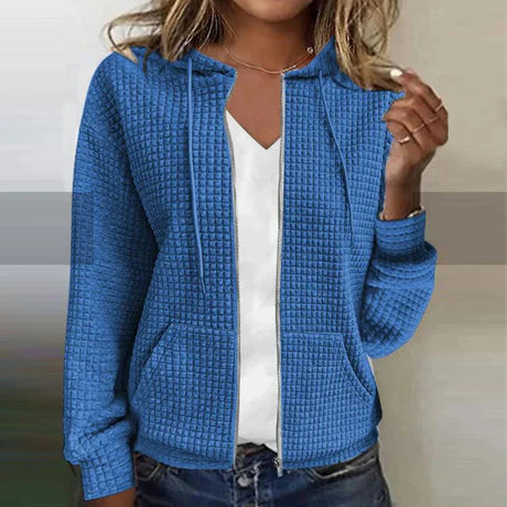 Quilted Zip Jacket  Diamond Pattern Hooded Design - Product example