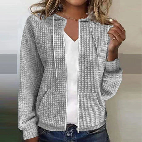Quilted Zip Jacket  Diamond Pattern Hooded Design - Product detail 4