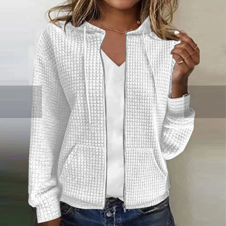 Quilted Zip Jacket  Diamond Pattern Hooded Design - Product detail 5