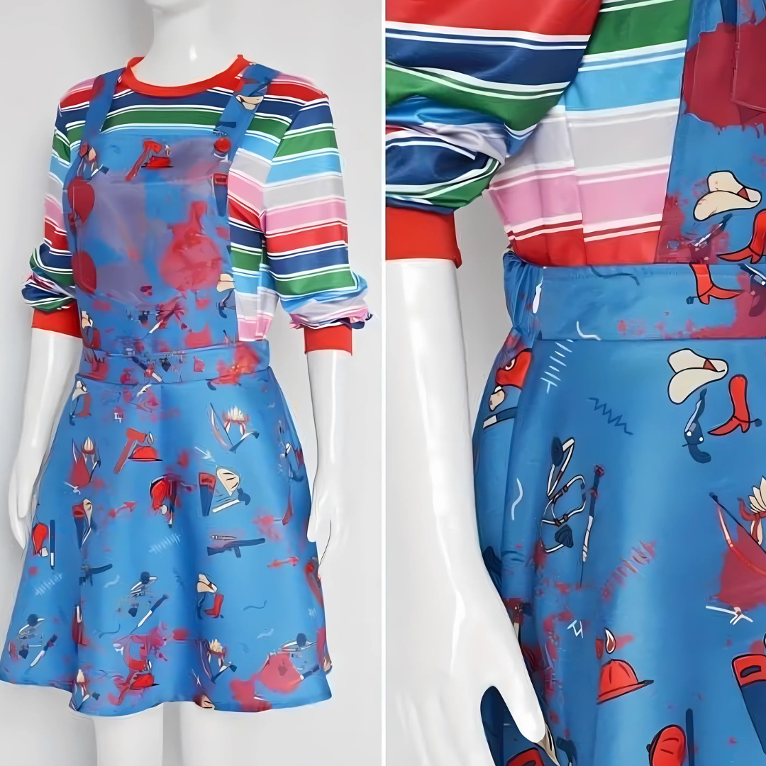 Womens Scary Halloween Costume Dress  Long Sleeve Mini Outfit - Product detail 5