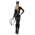 Womens Halloween Costume Catsuit  Shiny Long Sleeve One-Piece Outfit - Product showcase