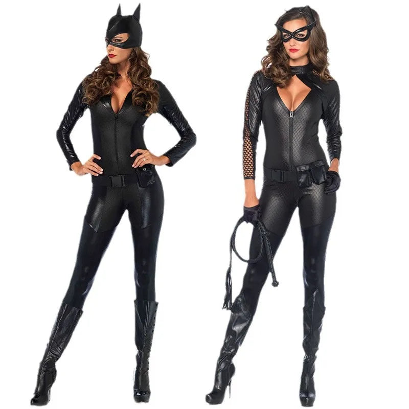 Womens Halloween Costume Catsuit  Shiny Long Sleeve One-Piece Outfit - Product detail 6