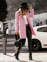 Double Breasted Wool Coat  Classic Mid-Length Design With Gold Buttons - Product detail 8