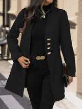Classic Wool Coat  Mid-Length Red With Gold Buttons - Product detail 4