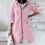 Asymmetric Zip Hoodie  Long Length Cotton Blend Winter Coat - Product detail 6