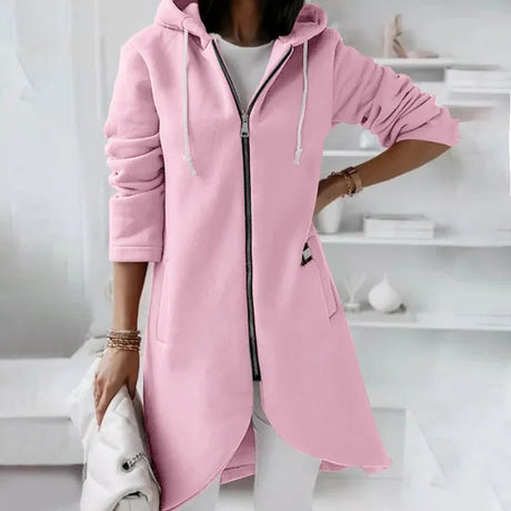 Asymmetric Zip Hoodie  Long Length Cotton Blend Winter Coat - Product detail 6
