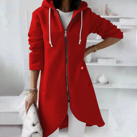 Asymmetric Zip Hoodie  Long Length Cotton Blend Winter Coat - Product detail 8