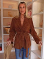 Autumn Suede Coat  Belted Lapel Design With Pockets - Product detail 4