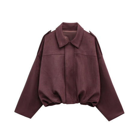 Vintage Suede Bomber Jacket  Oversized Brown Green Design - Product detail 7