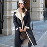 Winter Long Leather Coat  Plush Lined Tailored Design - Product showcase