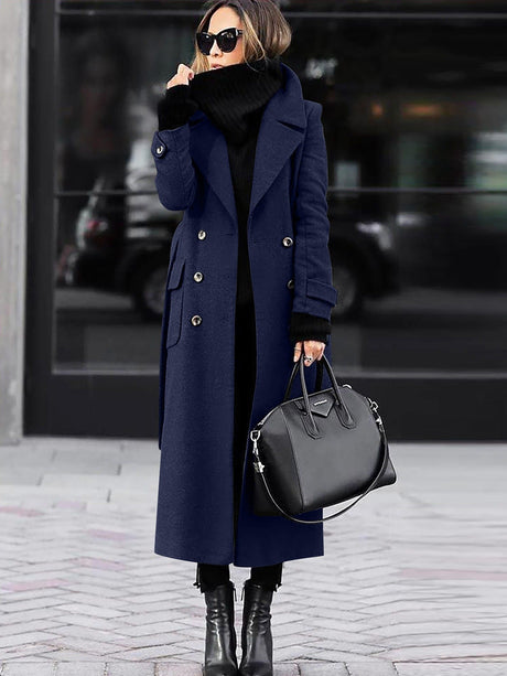 Classic Wool Winter Coat  Double-Breasted Full Length Design - Product detail 4