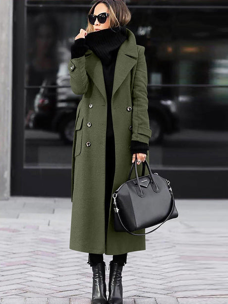 Classic Wool Winter Coat  Double-Breasted Full Length Design - Product detail 5