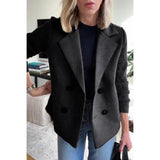 Double-Breasted Wool Coat  Ribbed Sleeve Turquoise Design - Product detail 6