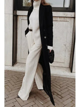 Classic Wool Winter Coat  Double Breasted Full Length Design - Detailed view