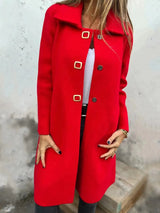 Mid-Length Wool Coat  Wide Lapel Single-Breasted Design - Product example