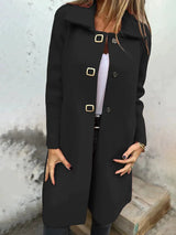 Mid-Length Wool Coat  Wide Lapel Single-Breasted Design - Product detail 5
