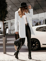 Classic Wool Winter Coat  Double-Breasted Gold Button Design - Detailed view