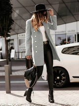 Classic Wool Winter Coat  Double-Breasted Gold Button Design - Product detail 4