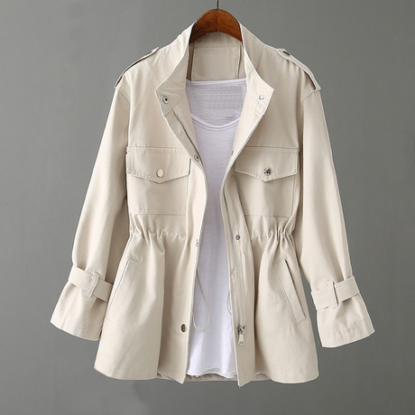 Modern Utility Trench Coat  Slim Fit Cotton Design - Detailed view
