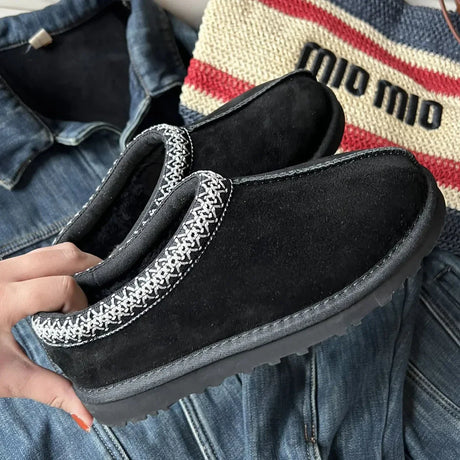 Womens Suede Slippers  Plush Lined Platform Design - Product detail 6