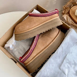 Womens Suede Slippers  Plush Lined Platform Design - Product detail 4