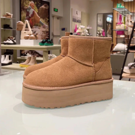 Winter Platform Ankle Boots  Suede Leather With Plush Lining - Product showcase