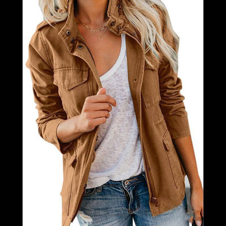 Military Utility Jacket  Cotton Blend Four-Pocket Design - Detailed view