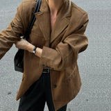 Vintage Suede Blazer  Premium Brown Leather Outerwear - Product detail 4